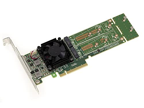KALEA INFORMATIQUE PCIe 3.0 8X controller kaart voor 2 SSD M.2 NVMe M Key (M2 NGFF) chipset PLX PEX 8747-32GB voor elke SSD, 64G totaal. Hoge en lage profielen.