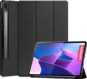 BTH Hoesje - Geschikt voor Lenovo Tab P12 Pro - Dun & Stevig - Hardcover Book Case - Trifold Bookcase Hoes - Hard Cover - Tablethoes - Zwart