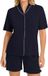 Hanro Natural Comfort Pyjama Dames Kort Effen Lyocell Diep Marineblauw XL