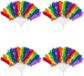 Henbrandt Pride Handwaaier - 4x - Regenboog Kleuren - Plastic/Veren - Spaanse Waaiers - LGBTQ