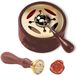 Shenzhen Haorui Industrial Technology Co., Ltd. Set de chauffe-cire en bois avec cuillère à fondre - pour four à cire à cacheter - sceau à laque - coffret cadeau (brun-rouge)