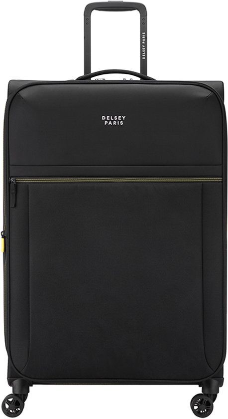 Delsey Brochant 3 Grote Uitbreidbare Reiskoffer 78 cm – Gerecycled rPET – 105L – 2,8 kg – TSA Slot – ZIP SECURITECH® 2 – 4 Dubbele Wielen – Black