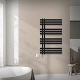 LuxeBath Badkamer radiator middenaansluiting 600x1000 mm zwart mat met verwarmingselement 300W