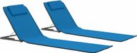 vidaXL Tapis de plage pliables 2 pièces acier et tissu bleu