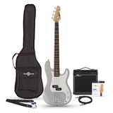 Gear4music LA Basgitaar + 15 W Versterkerpakket, Silver Flake