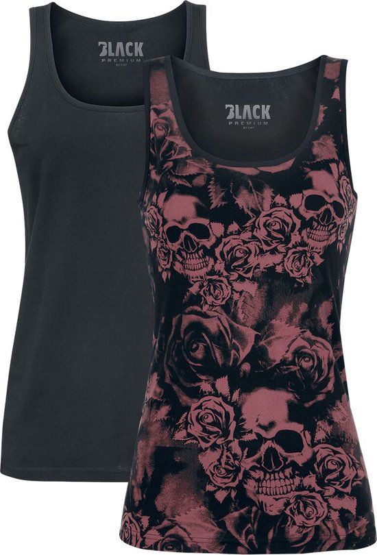 Black Premium by EMP Zwarte topjes in een dubbele verpakking - Dames - L