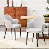 MODFU Eetkamerstoelen Set Van 2 Lichtgrijs Stof Metaal