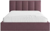 Vente-unique KILACLO Lit avec coffre de lit 180 x 200 cm avec tête de lit, coutures verticales, tissu, bordeaux