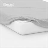 The One towelling The One Bedding Hoeslaken - 100 x 220 cm - Eenpersoons - Katoen/Satijn - Lichtgrijs
