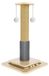 Chat jouets - Poteau griffoir avec plateau tournant - Bois massif - Planche griffoir en sisal - 2 balles suspendues - Simple - Brun