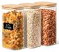 Bocaux en verre avec couvercle - Lot de 3 pièces - Verre borosilicaté - Résistant aux variations de température - Fermeture hermétique - Adapté au stockage des aliments - Bocaux de conservation