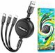Hoco 3-in-1 Kabel USB-C/Micro-USB/Lightning 1m Zwart