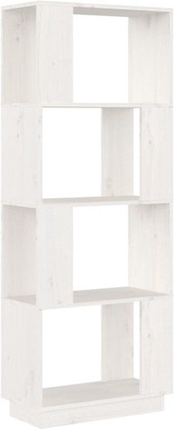 vidaXL Boekenkast/kamerscherm - 51x25x132 cm - massief grenenhout - wit