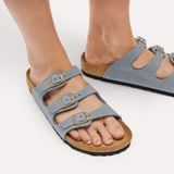 Birkenstock Florida 1031891 Pantoufles Femme Bleu/Gris Cuir