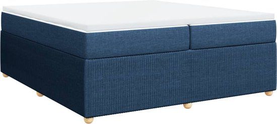 vidaXL Boxspring met matras, stof, blauw, 200x200 cm