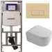 Geberit QeramiQ Dely Swirl Toiletset - 36.3x51.7cm - Geberit UP320 inbouwreservoir - met Burda frame - 35mm zitting - bedieningsplaat beige - rechthoekige knoppen - glans wit