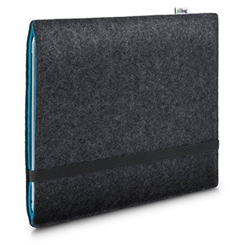 stilbag Vilten hoes voor Apple iPad Pro 12.9 (2020) (4th Generation) | Etui Tas gemaakt van Merino wolvilt | Collekion Finn - Kleur: antraciet / Azuur | Tablet Cases Made in Germany