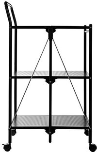 Premier Housewares Vouwkeuken trolley - Zwart - 3 planken - Rechthoekig