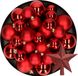 Decoris Kerstversiering Kerstversiering kunststof kerstballen met piek rood 6-8-10 cm pakket van 45x stuks - Kerstboomversiering
