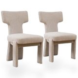 SeedWave Lot de 2 chaises de salle à manger en chenille avec dossier large en T | Dossier ouvert, cadre en bois et rembourrage haute densité, jusqu'à 159 kg par chaise, pour salle à manger, cuisine et café