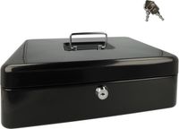 Westcott Geldkist - 301x242x91mm - Zwart - Kunststof Inzet met 5 Vakken