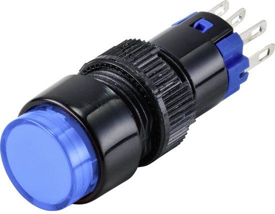 TRU COMPONENTS LAS2Y-11/B/12V Druktoets 250 V 3 A 1x uit/(aan) Moment Blauw IP40 1 stuk(s)