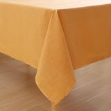 Tapis de table aspect lin - Lavable avec effet lotus - Carré 140x140 cm - Jaune