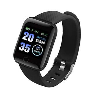lulongyansf Smart Horloge Bluetooth Smart Armband 116Plus Telefoon Fitness Horloge Waterdicht Bloeddruktest voor Mannen Vrouwen Zwart