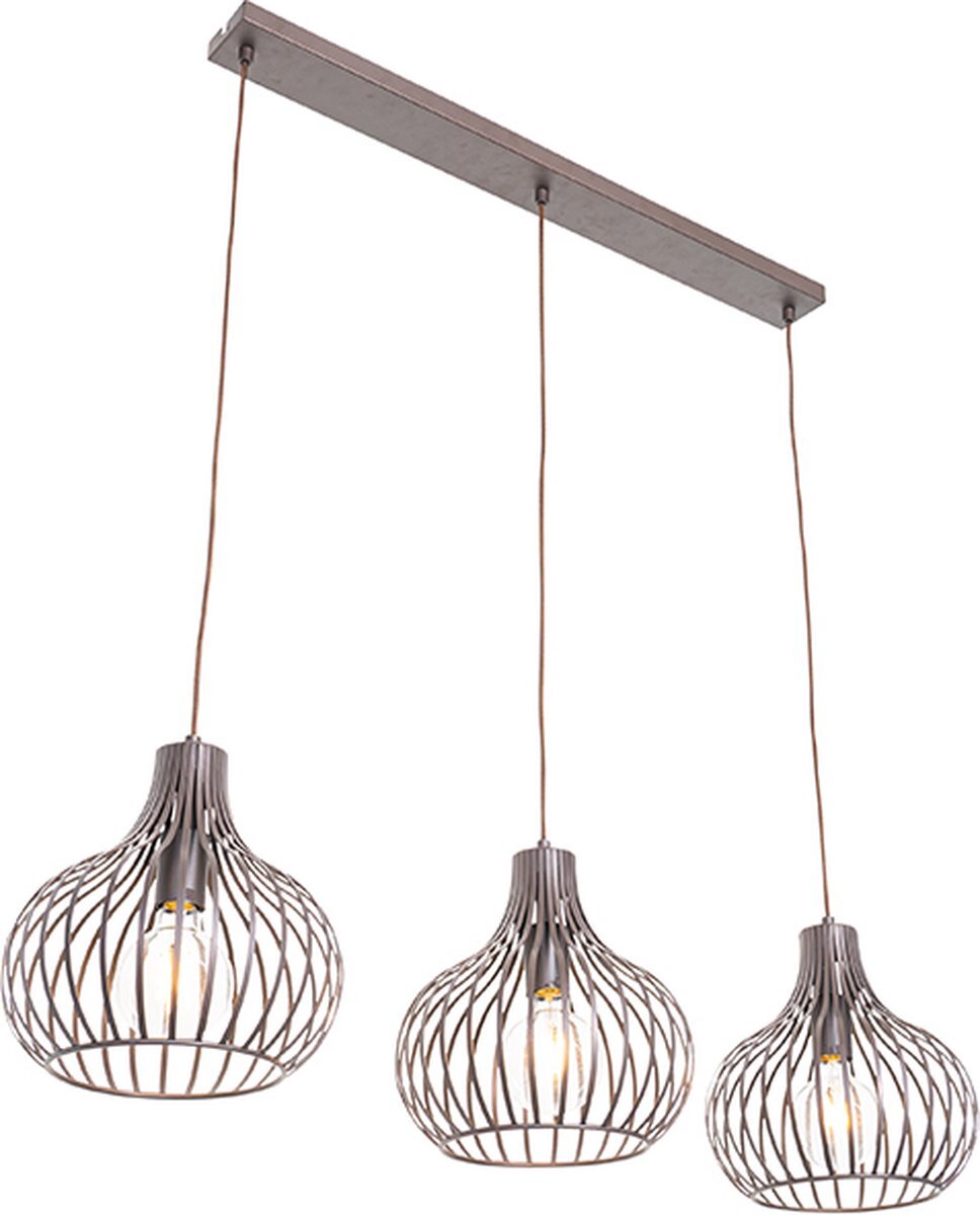 QAZQA frances - Moderne Hanglamp voor boven de eettafel | in eetkamer - 3 lichts - L 1340 mm - Bruin - Woonkamer | Slaapkamer | Keuken