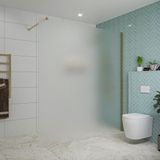 FortiFura Galeria inloopdouche - 180x200cm - mat glas - wandarm - PVD - geborsteld messing (goud)
