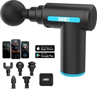 Sanbo Massage Gun Mini - Sport en Relax Massage apparaat - Krachtig - Draadloos - Inclusief Koffer - Met 5 opzetstukken - Zwart/Blauw - Massage Pistool Professioneel