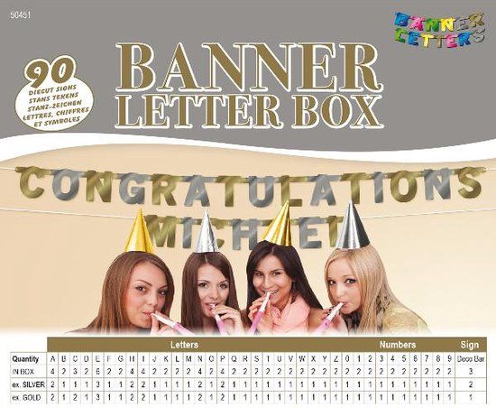 Folat Banner Letter Box Set goud/zilver