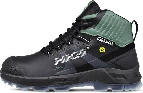 HKS Pioneer Green S3 werkschoenen - Veiligheidsschoenen - Heren - Hoog - Stalen Neus - Antislip - ESD - Lichtgewicht - Vegan - Zwart - Maat 43