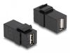 Delock Keystone Module USB 2.0 A Female naar USB 2.0 A Female Zwart