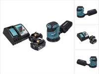 Makita DBO 180 RF sans fil Ponceuse orbitale 18 V 125 mm + 2x batterie 3,0 Ah + chargeur