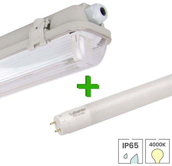 Lybardo TL Lamp 60cm - IP65 - LED Tube Included - 9W - 4000K - Neutral White Light - 840