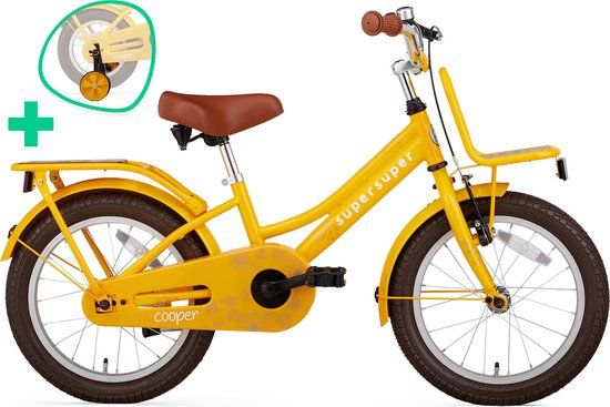 Supersuper Cooper Bamboo Kinderfiets - 16 inch - Geel - Meisjes