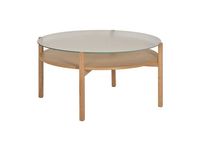 Table basse Lid Chêne pigmenté blanc-verre, Ø90 cm