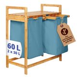Lumaland Wasmand Rechthoekig Bamboo, Katoen, Polyester, Hout Bamboo, Blauw 60L