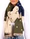 BRUBAKER Cashmirillo damessjaal met hartpatroon, 70 x 200 cm, Blauw Olijf Beige