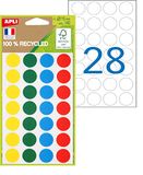 APLI 101786 100% gerecyclede kleurentabletten, 140 stuks, verschillende kleuren: groen, blauw, rood, geel, diameter 15 mm