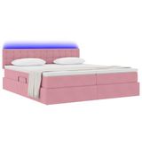 vidaXL - LED - opbergbed - met - matras - Roze - 180 - x - 200 - cm - Fluweel