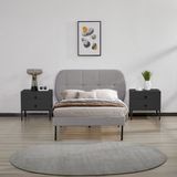 en.casa Gestoffeerd bed Porvoo met bedbodem 90x200 cm grijs