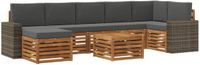 vidaXL - Hoek loungeset - 7 zitplekken - Natuurlijk en antraciet - Acacia hout