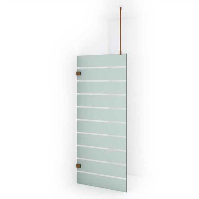 Maxaro Inloopdouche Diamond 90cm 8mm Helder Veiligheidsglas met Matte Strepen Koper