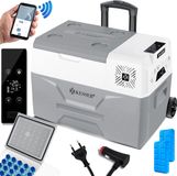 KESSER® Glacière électrique 30 litres avec commande APP, USB 12/24V 230V et poignée télescopique Roues | Glacière jusqu'à -20 °C pour voiture, camion, bateau, camping-car et camping, Gris