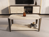 Table basse MONACAL 91 cm Noyer/Travertin