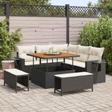 Prolenta Maison Exclusive Tuinset met 8 zitplaatsen, zwarte polyrotan loungeset