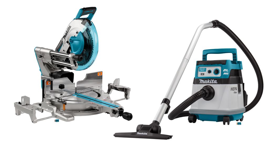 Makita DLX2380UX1 Combiset 2 x 18V met AWS - DLS211 afkortzaag + DVC157L stofzuiger excl. accu's en lader + !