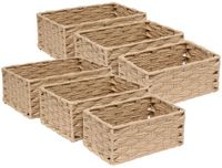 5Five Kast/badkamer opbergmandjes - set van 6 - gevlochten kunststof - beige